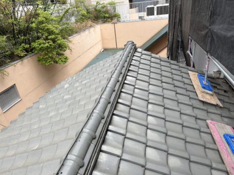 堺市北区　集合文化住宅外壁塗装　屋根工事